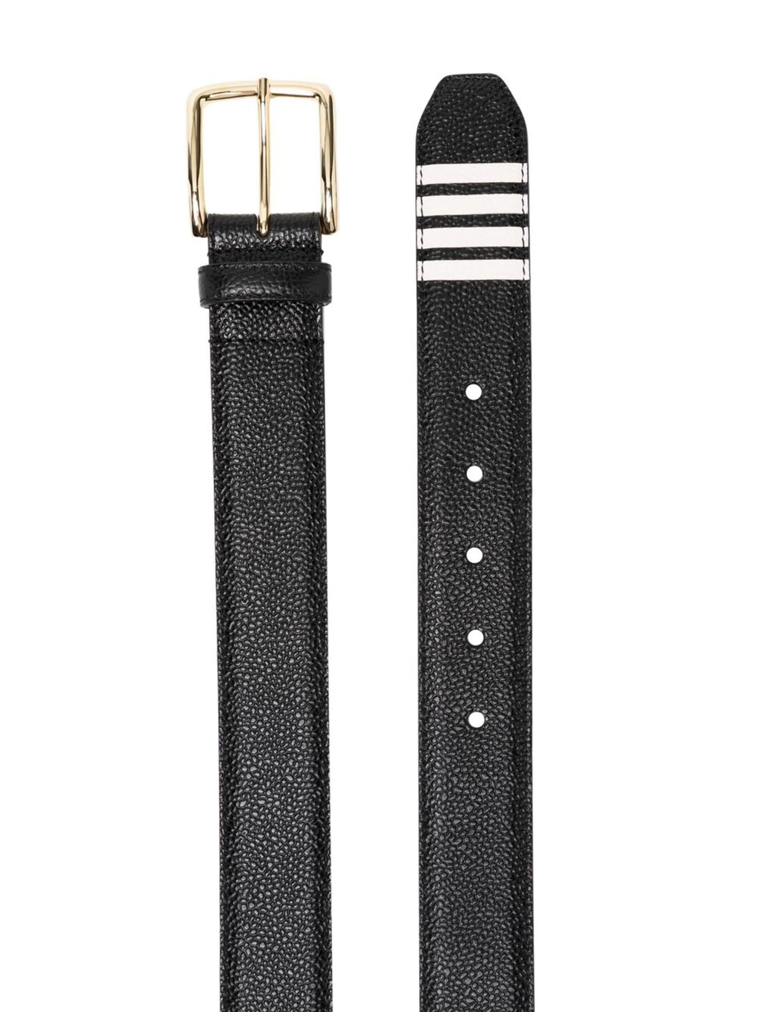 Black Pebble Grain Leather 4-Bar Applique Classic Belt
