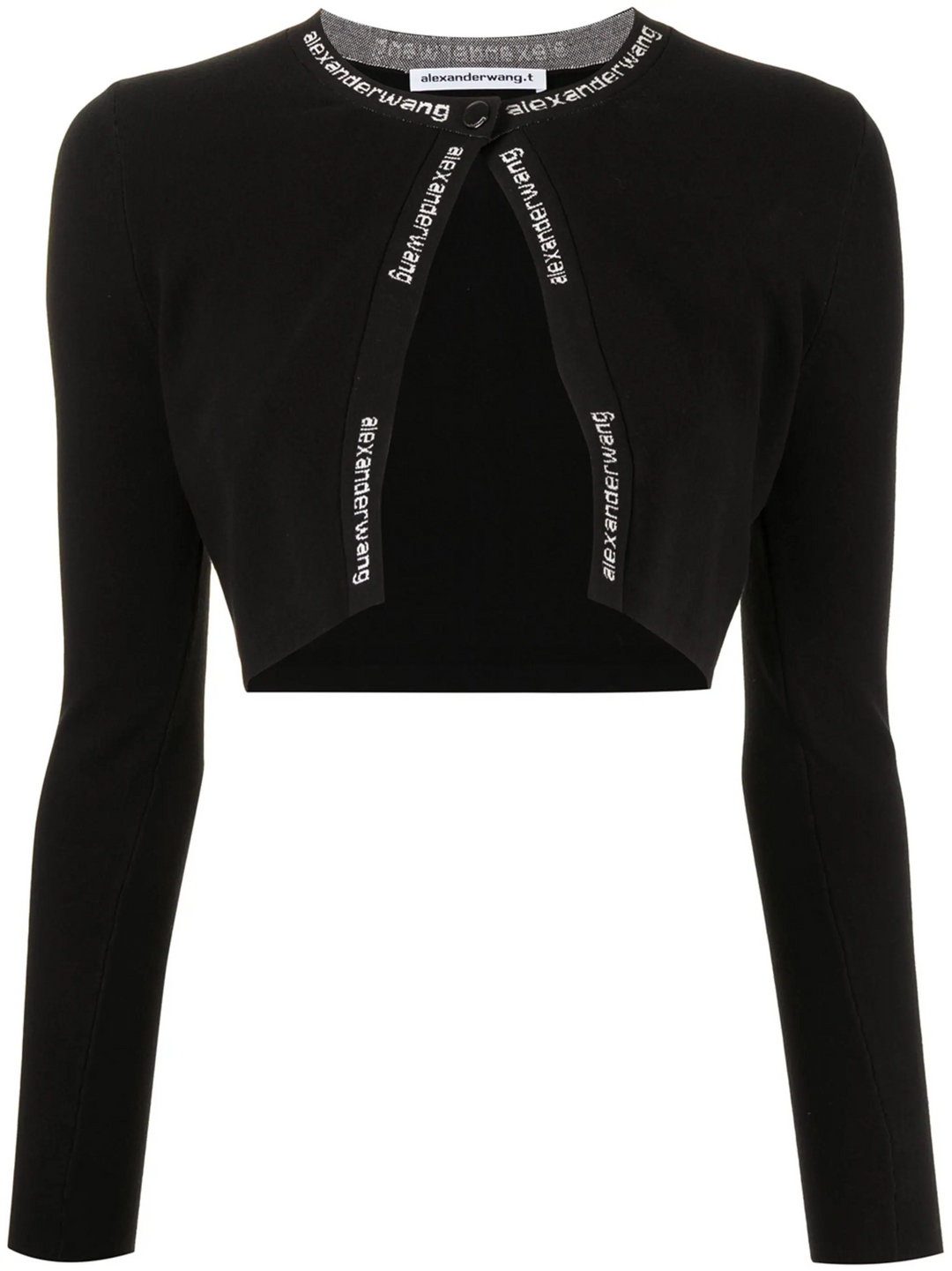 Jacquard Long Sleeve Logo Cardigan In Stretch Knit