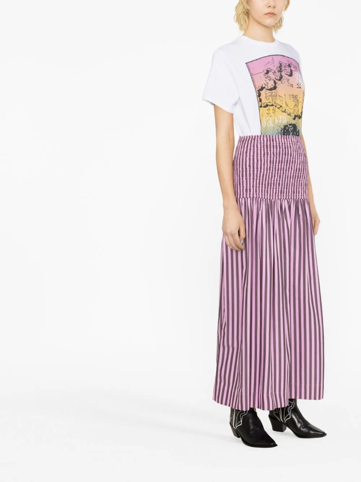 Stripe Cotton Smock Skirt