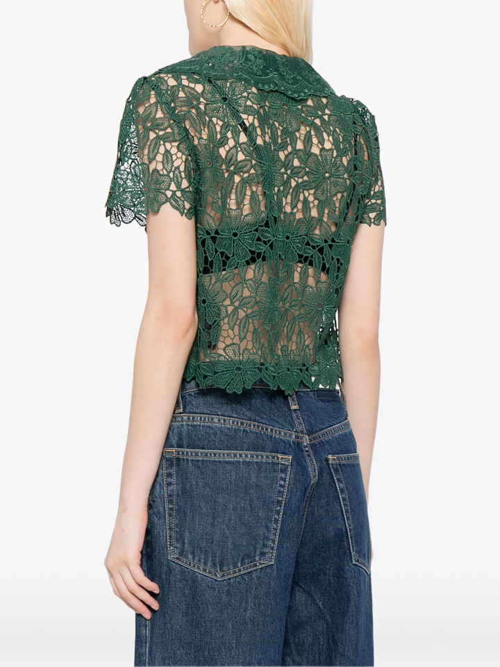 Green Guipure Lace Top