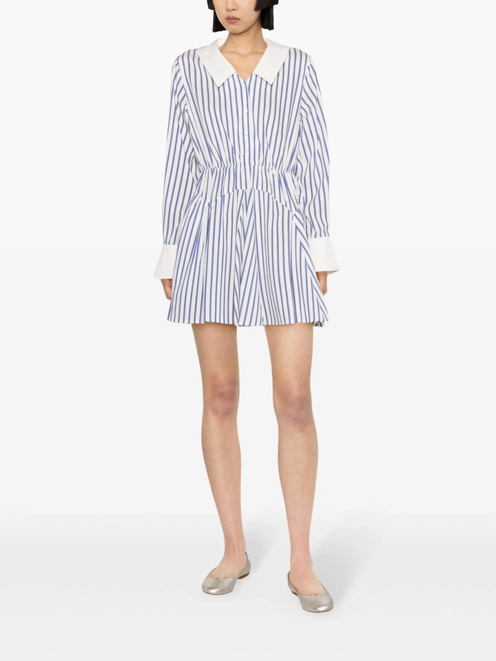 Blue Stripe Cotton Mini Dress