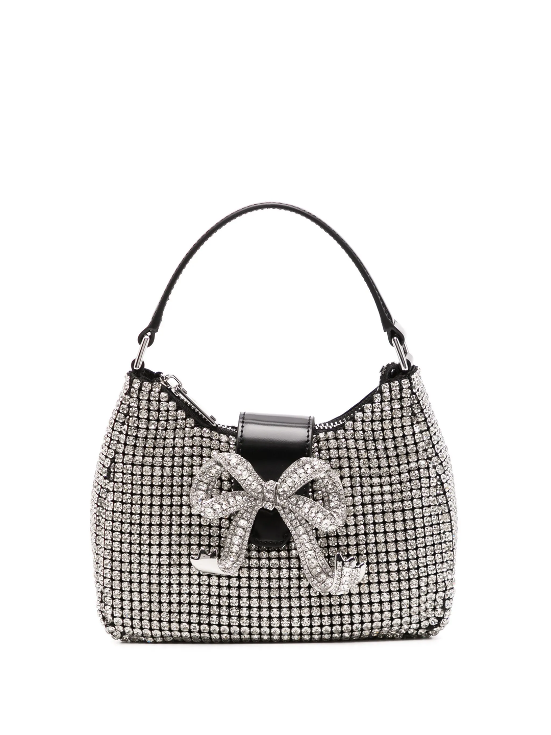 Silver Diamante Crescent Bow Bag