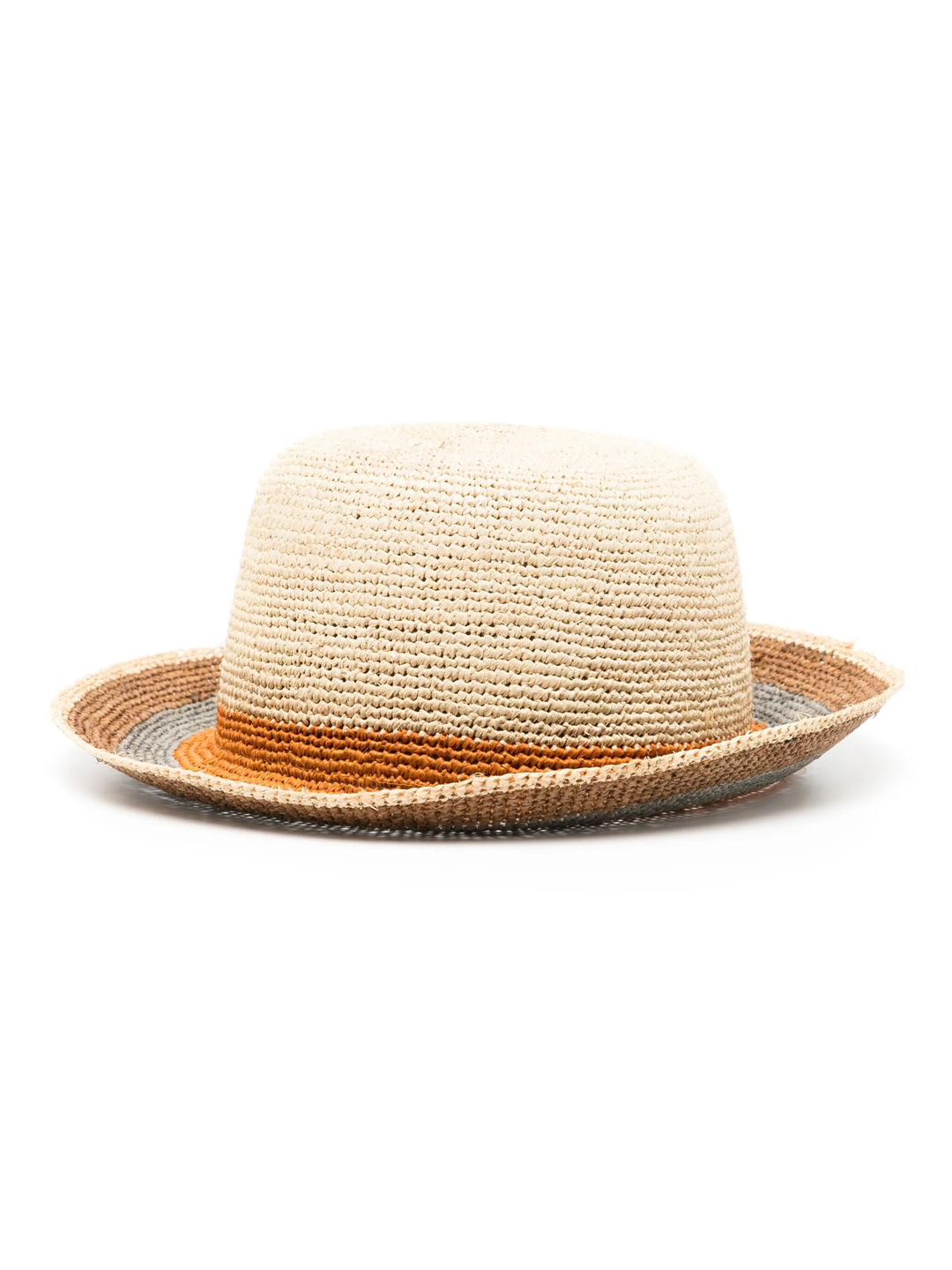 Men Hat Straw Stripe Brim