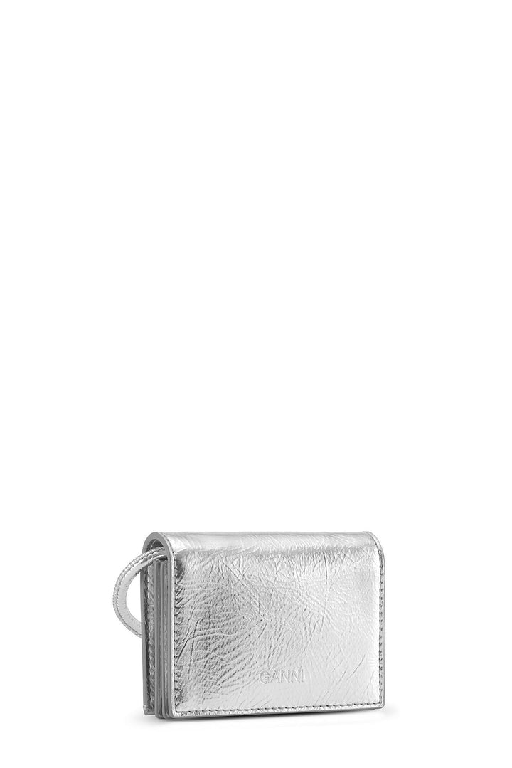 Ganni Bou Wallet On Strap Silver