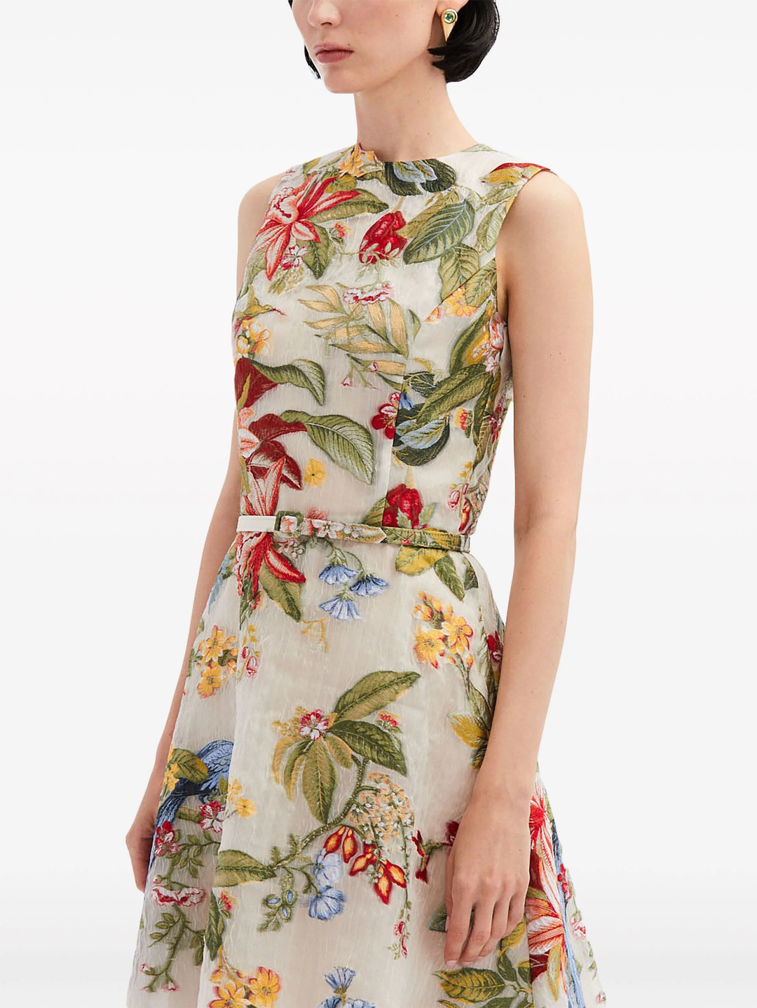 Sleeveless Floral & Fauna Dress