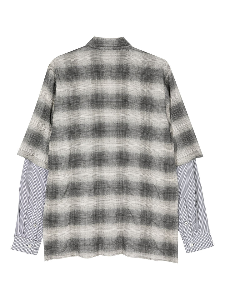 Double Sleeve Shadow Plaid Shirt