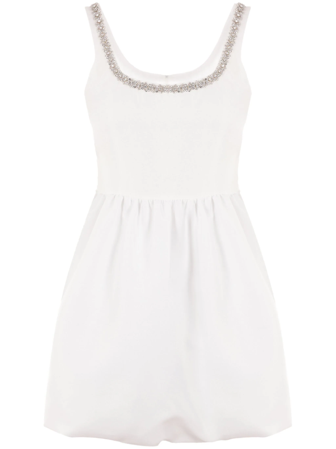 White Taffeta Diamante Mini Dress