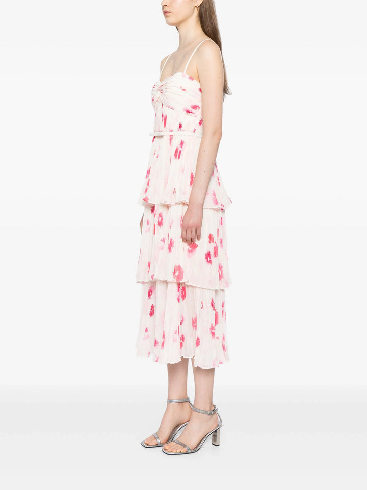 Printed Chiffon Tiered Midi Dress