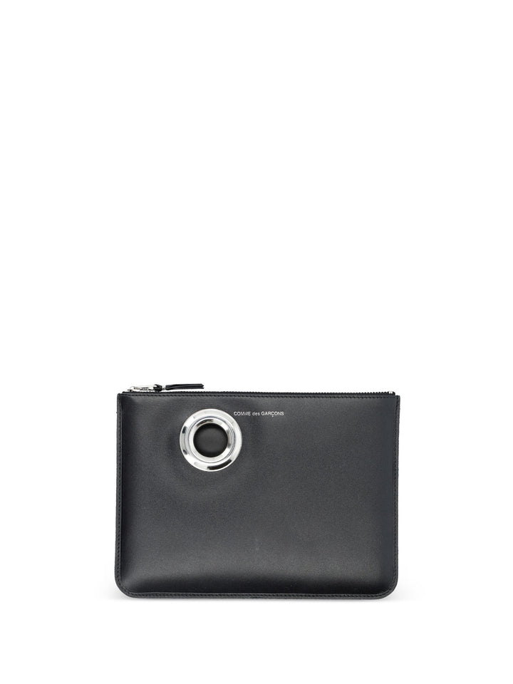 Silver Eyelet Zip Pouch