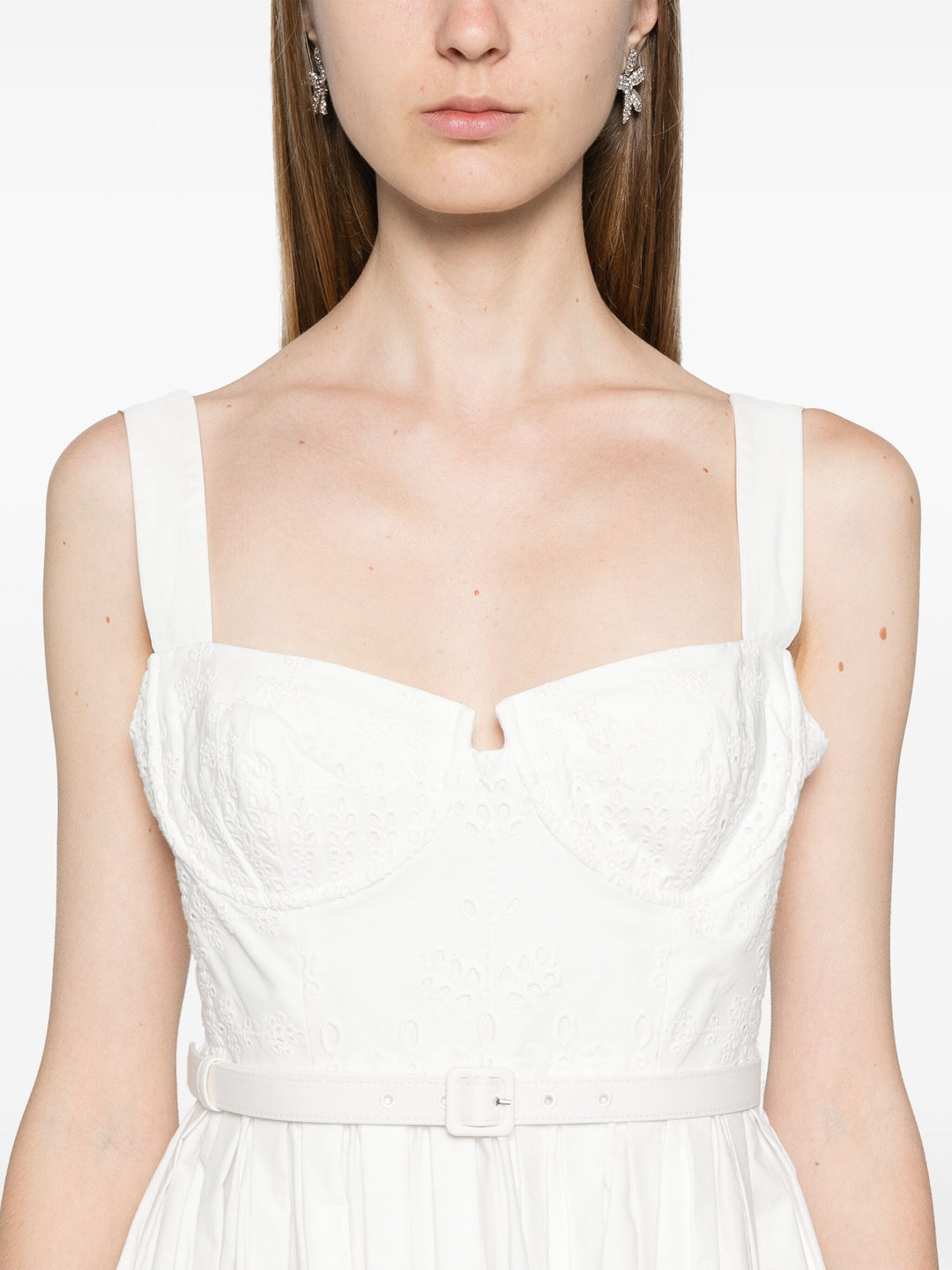 White Cotton Broderie Midi Dress