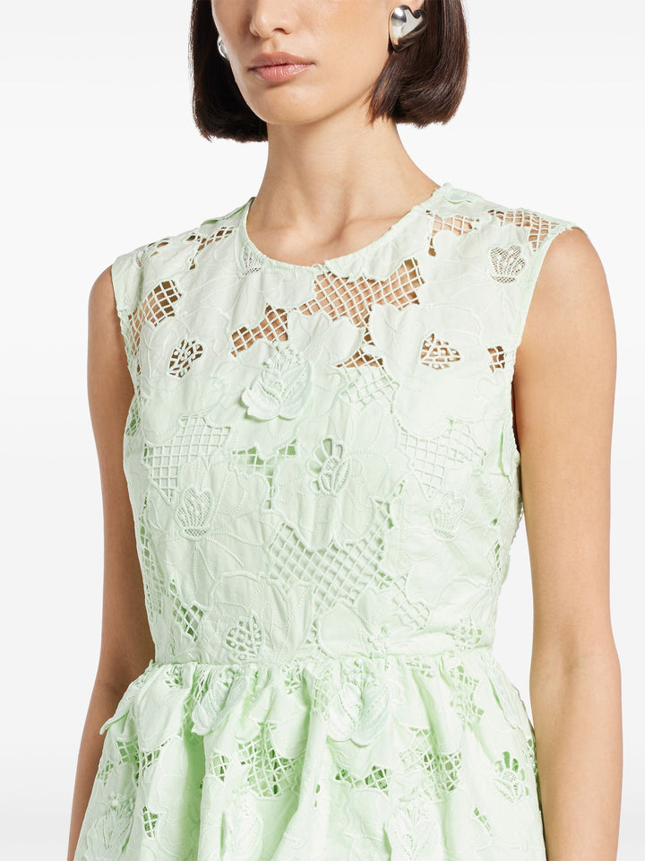 Mint Cotton Lace Peplum Midi Dress