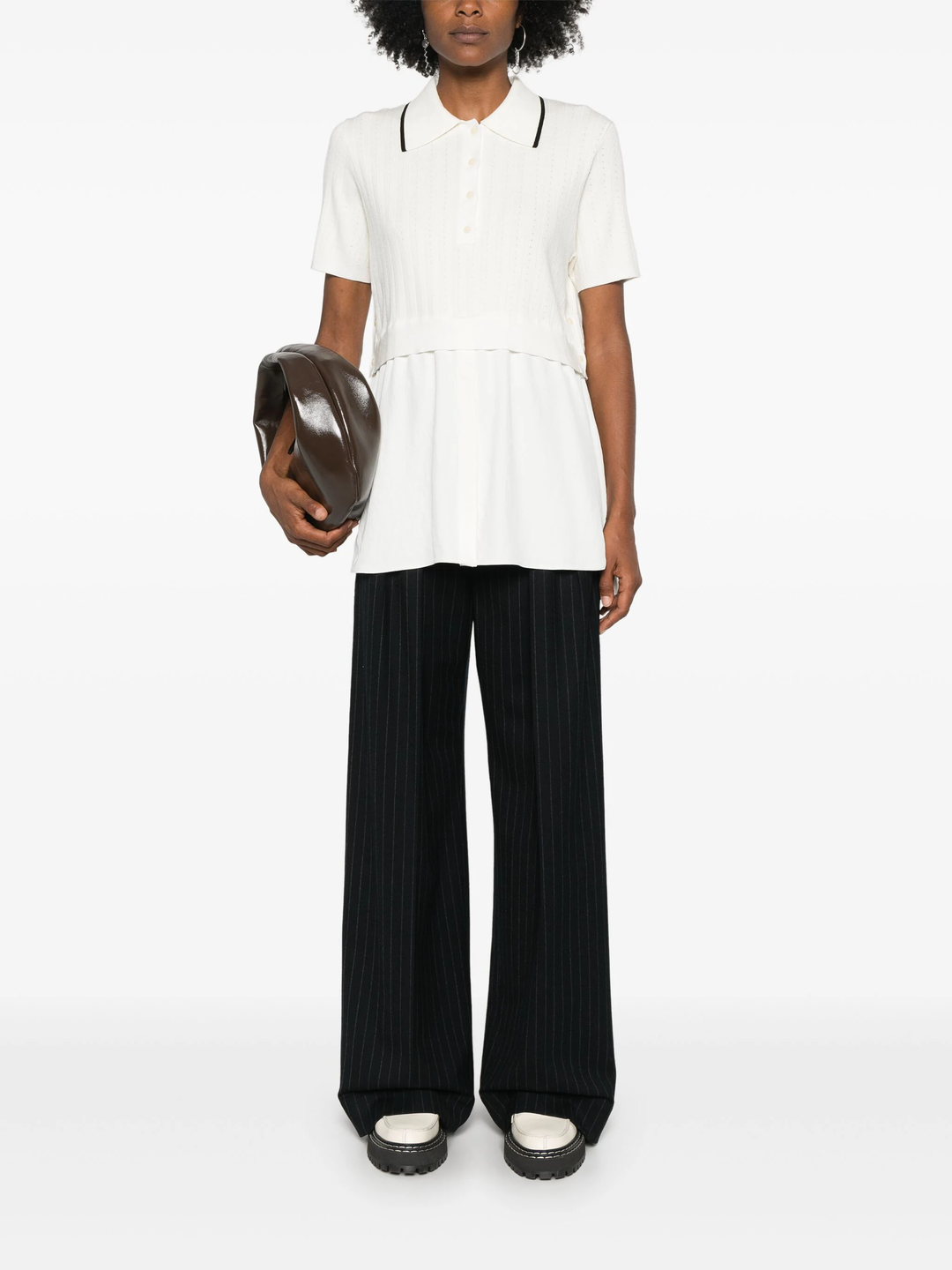 Short Sleeve Polo With Poplin Shirting Layer