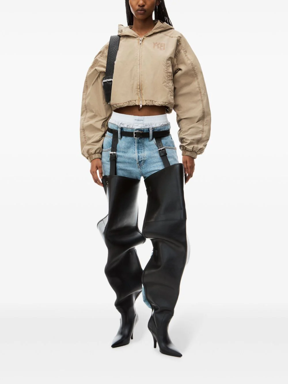 Hooded Cropped Zip Jacket