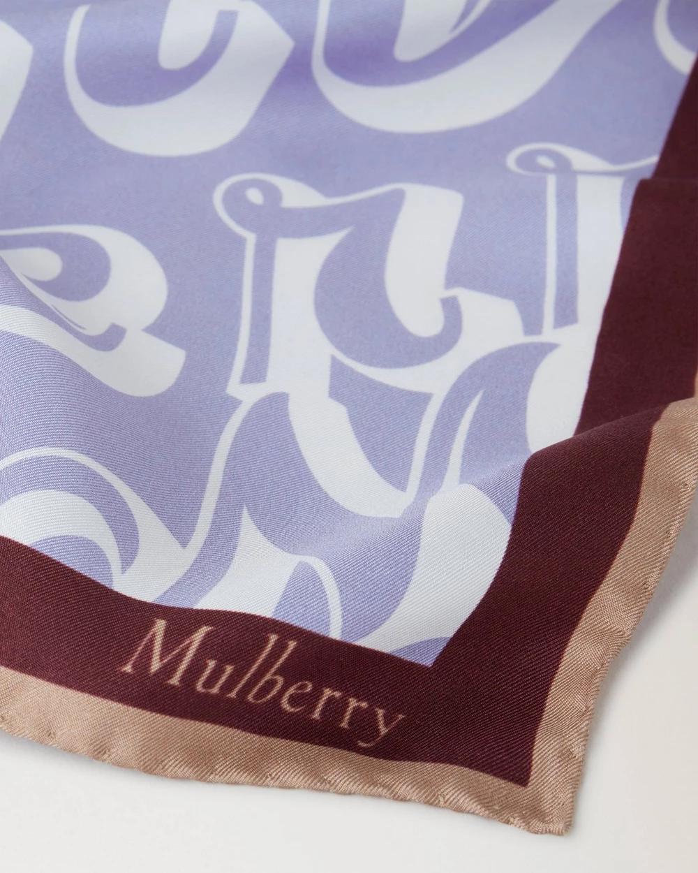 Fantasy Mulberry Logo Square Lilac Haze & White Silk Twill