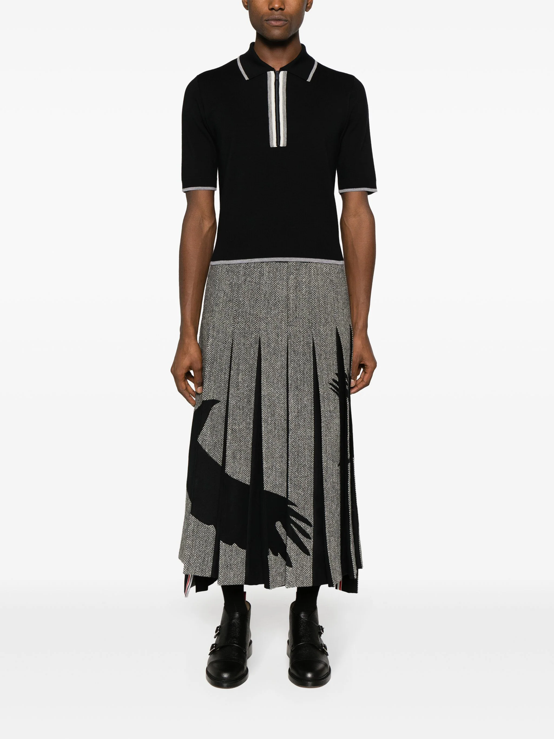 Merino Wool Milano Stitch Zip Up Polo Men