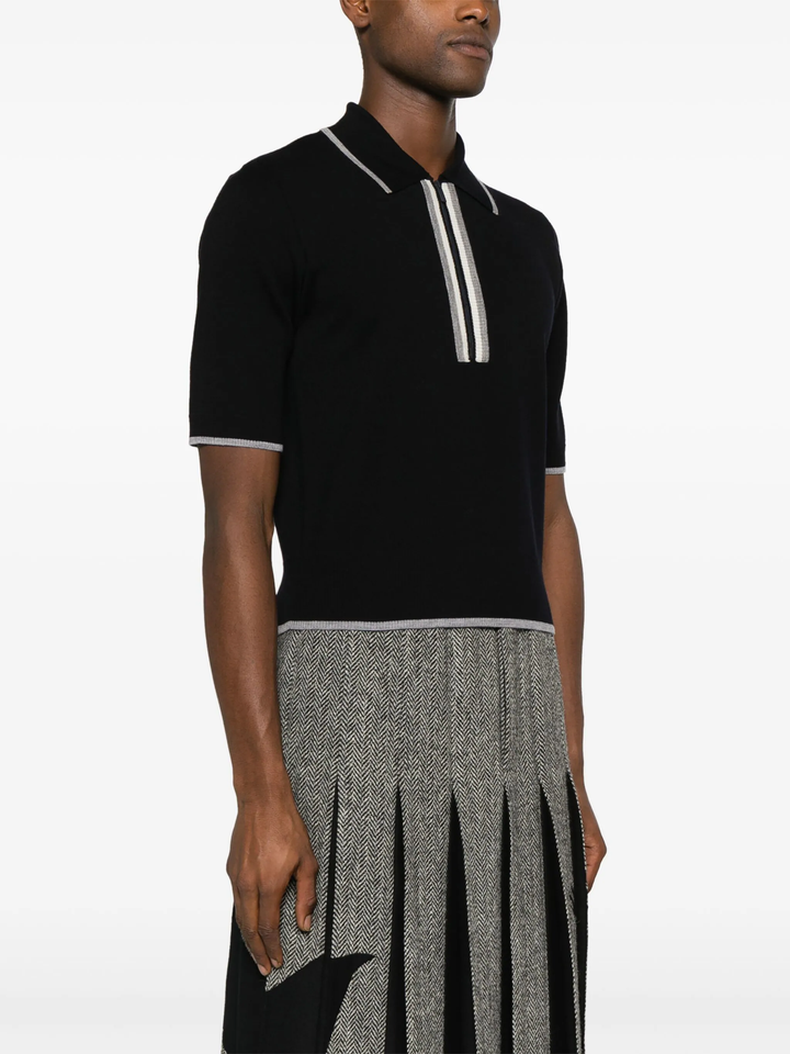 Merino Wool Milano Stitch Zip Up Polo Men