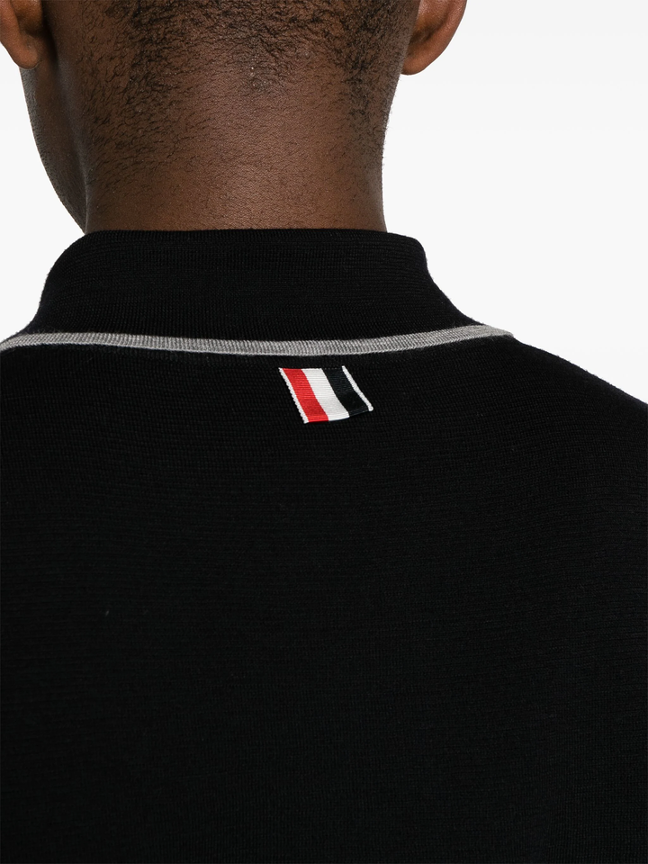 Merino Wool Milano Stitch Zip Up Polo Men