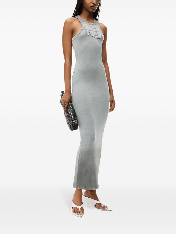 Distressed Maxi Dress In Stretch Crepe