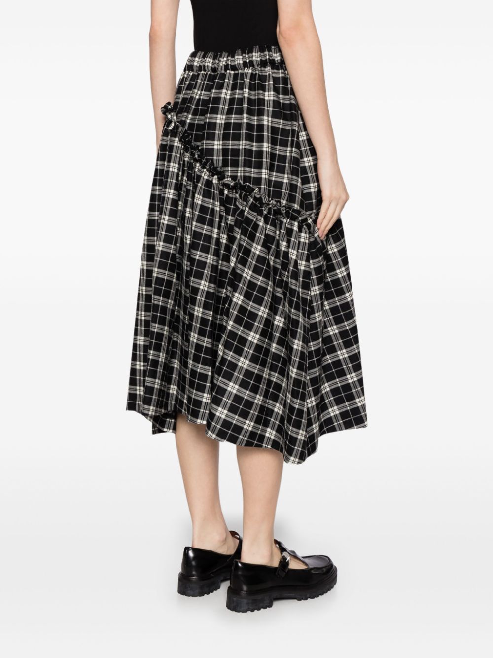 Check Pattern Wool Gabardine Skirt