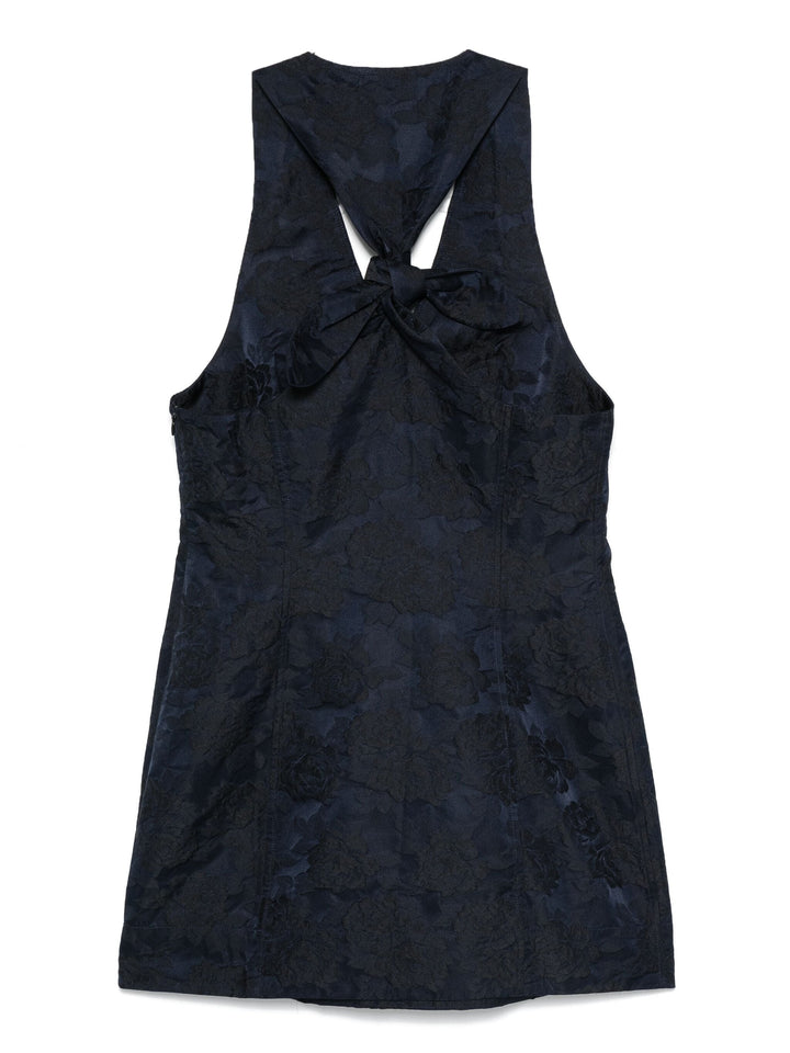 Botanical Jacquard Tie Strap Midi Dress