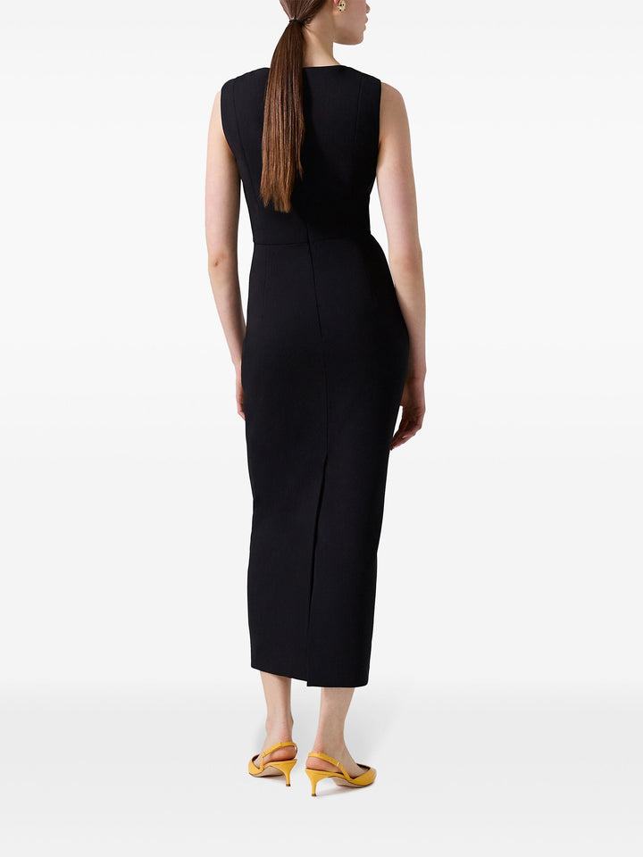 Sleeveless Deep U Neckline Midi Dress