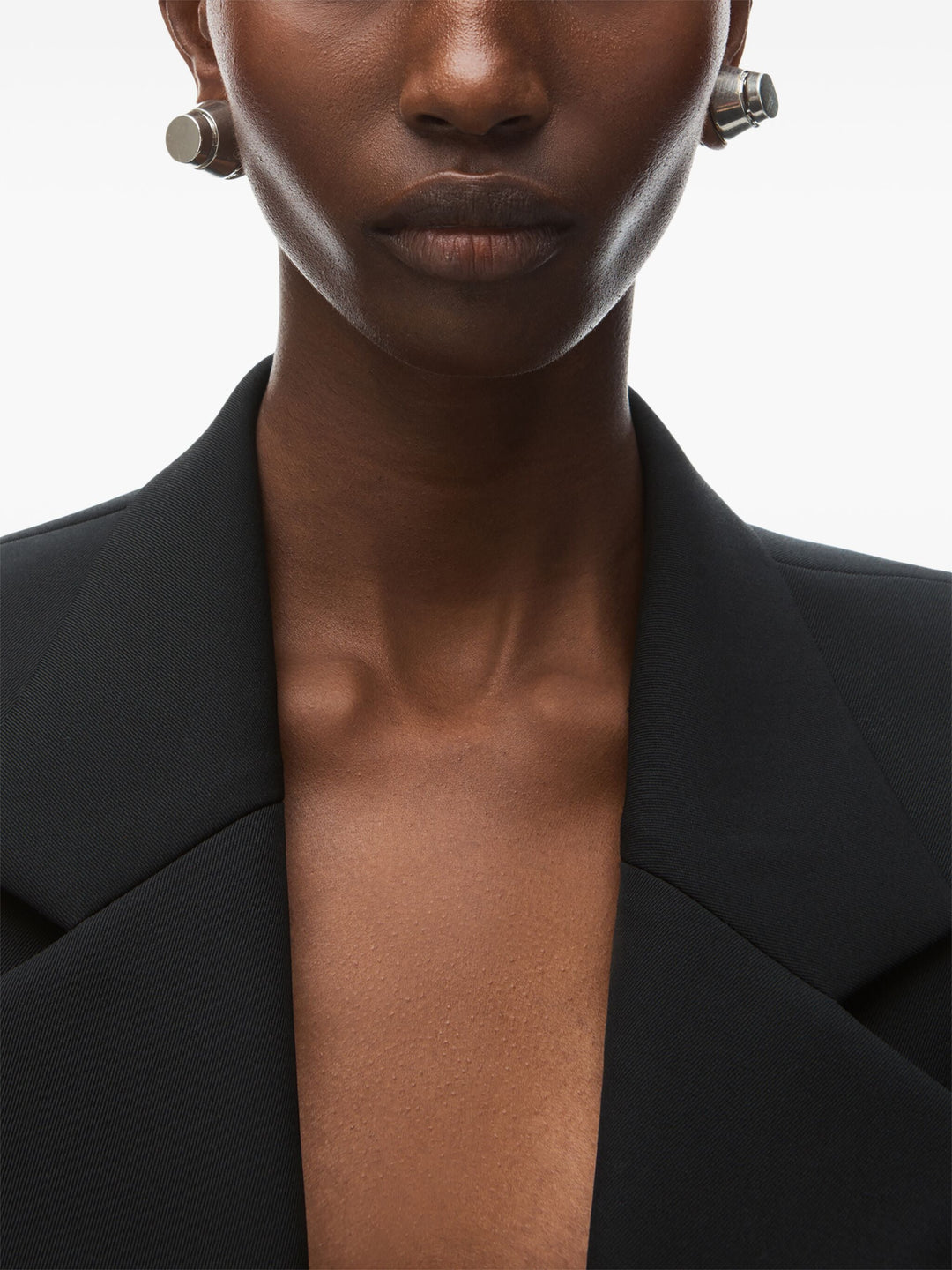 Cropped Tuxedo-Style Blazer With Pointed Hem