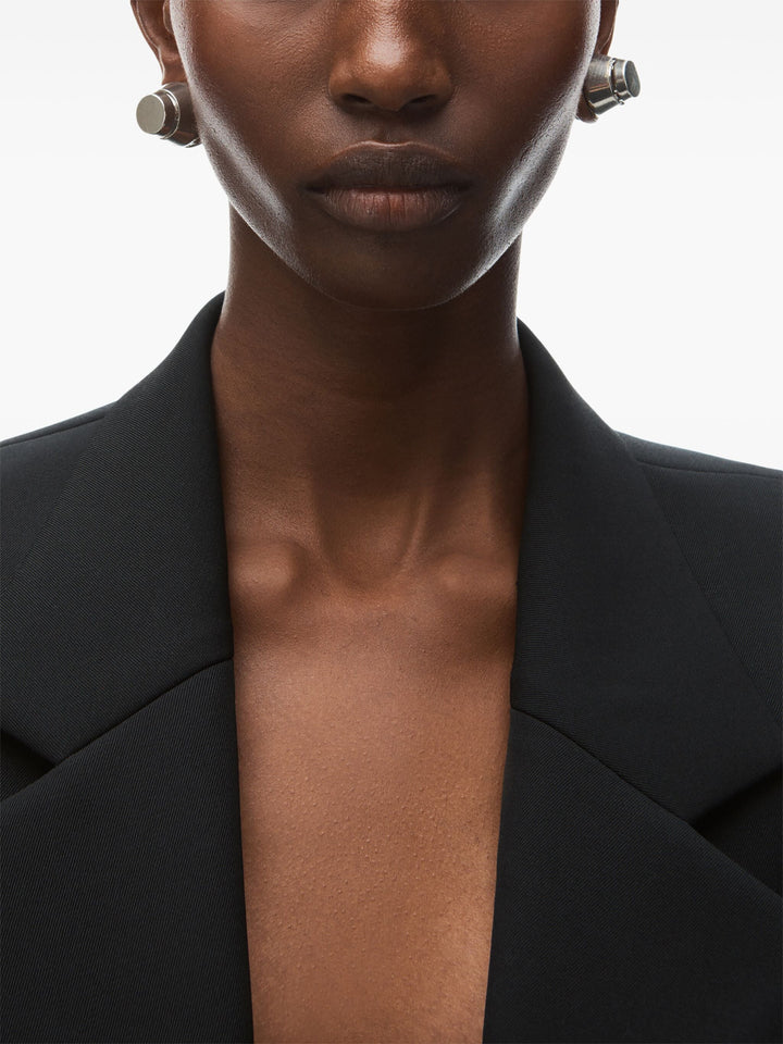 Cropped Tuxedo-Style Blazer With Pointed Hem