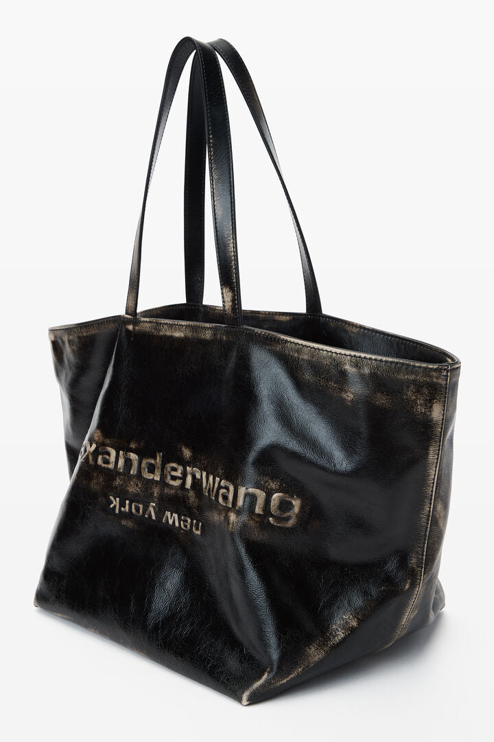 Punch Tote Bag In Brushed-Effect Leather