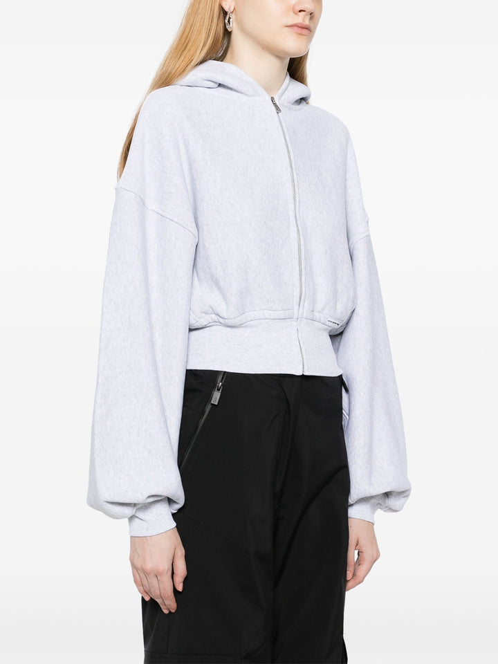 Cropped Zip Up Hoodie In Classic Cotton Terry