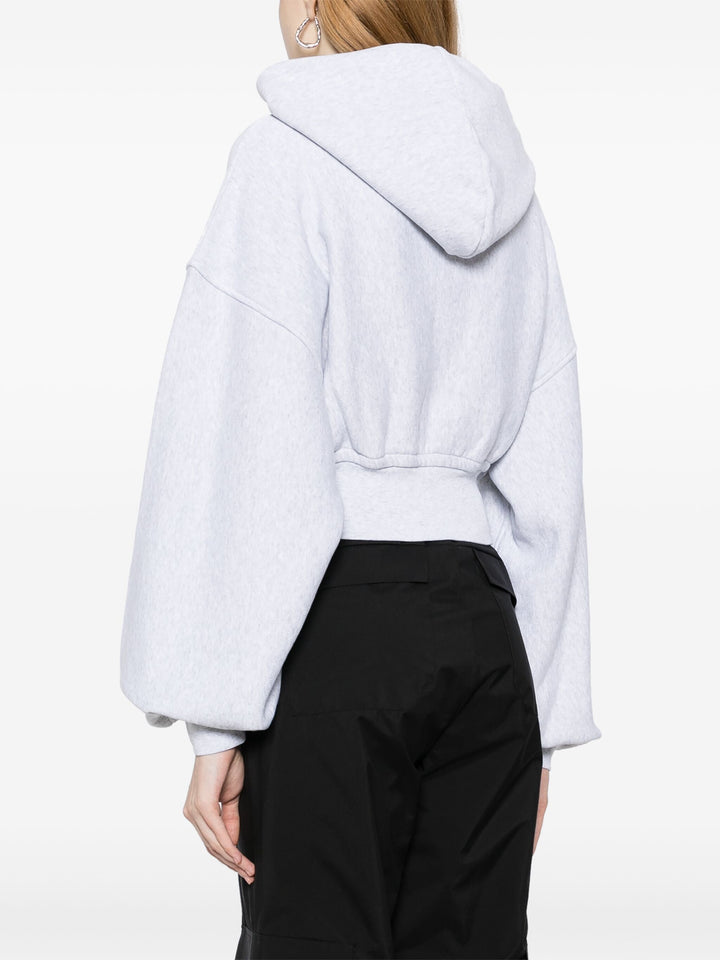 Cropped Zip Up Hoodie In Classic Cotton Terry