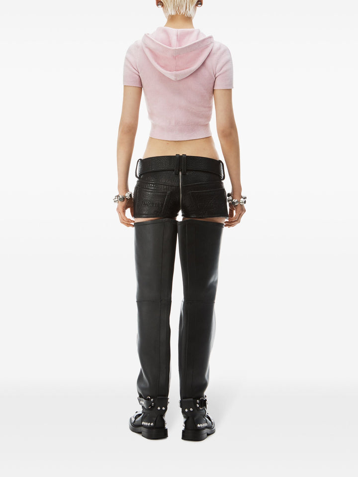 Cropped Zip-Up Hoodie In Chenille