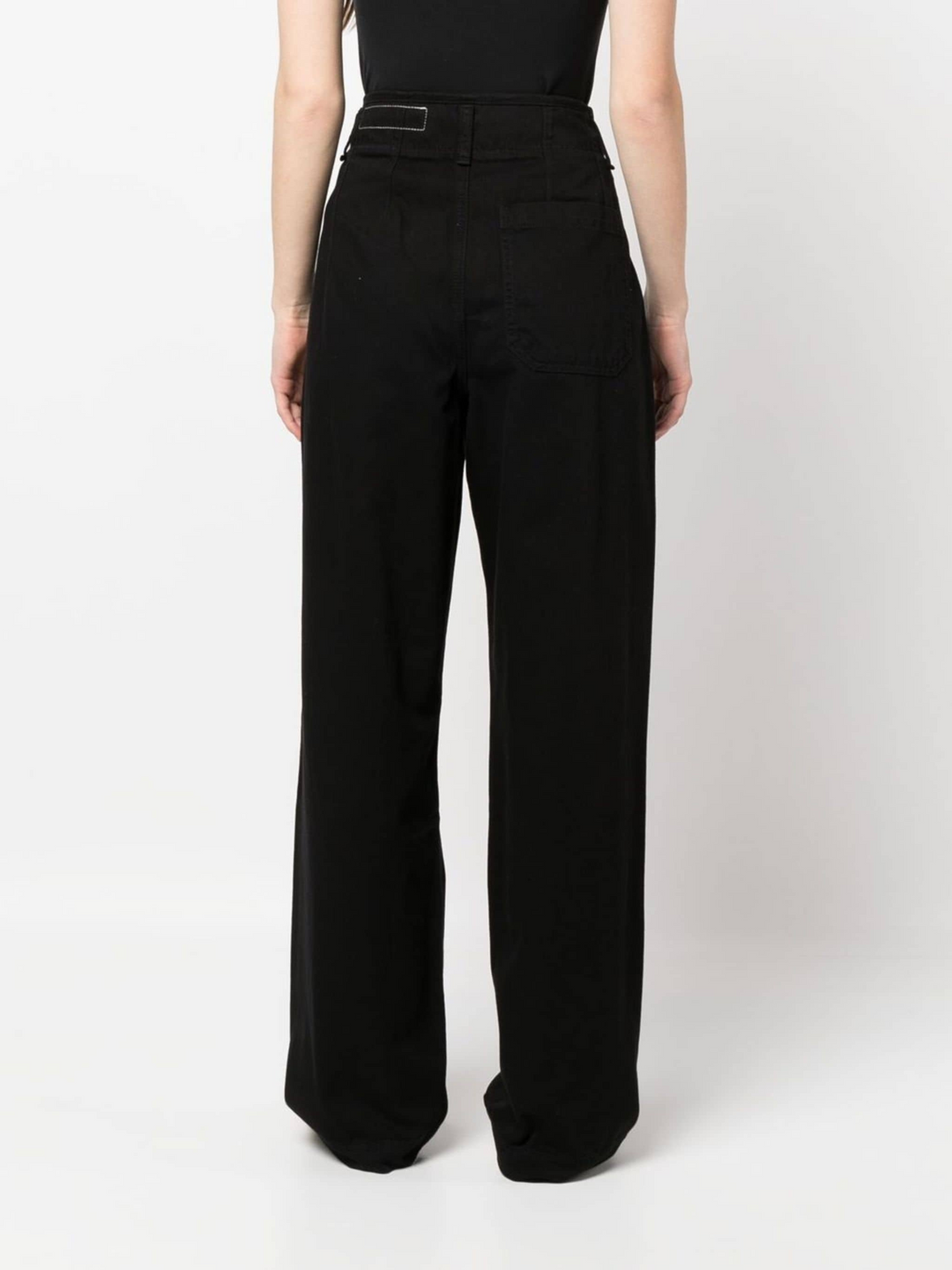 High-Rise Pleated Denim Trousers