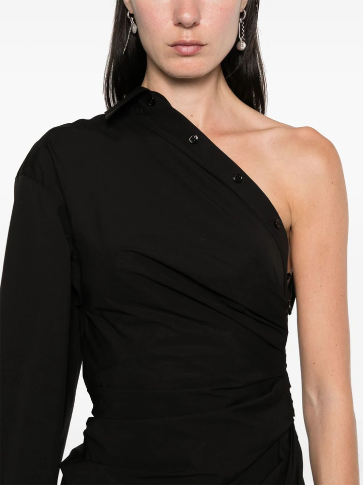 Asymmetrical Ruched Shirt Dress