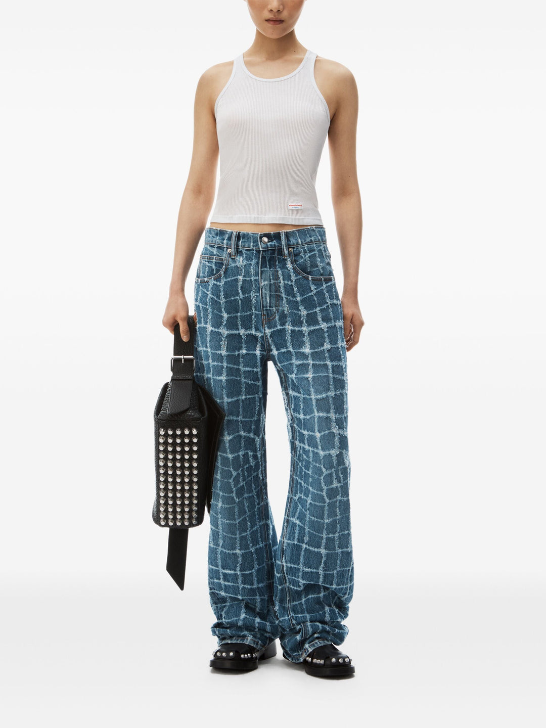 Laser-Distressed Denim Jeans