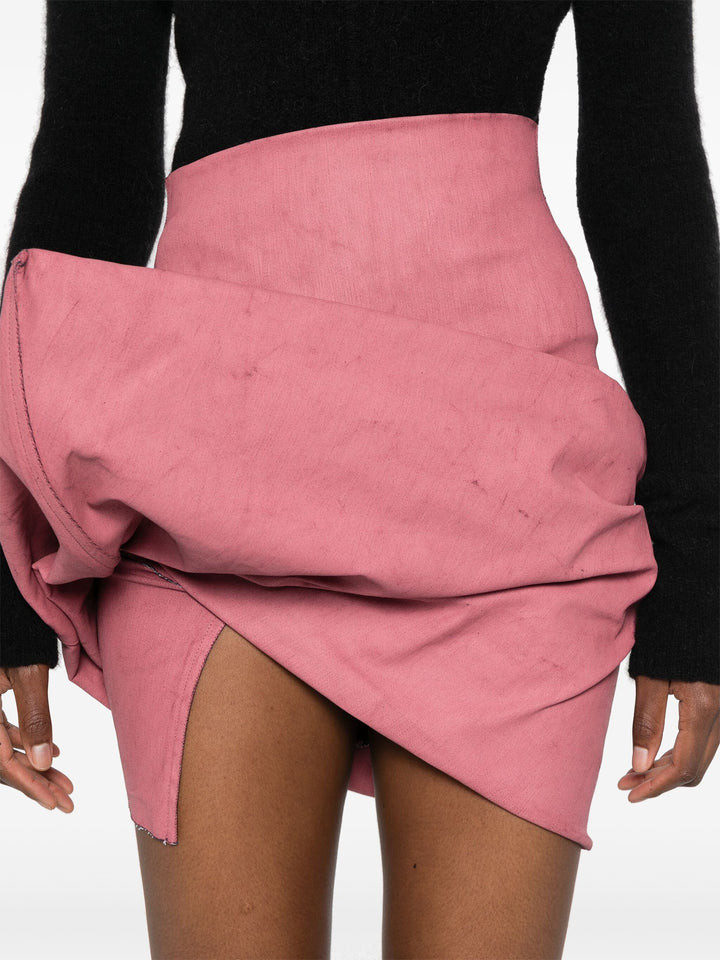 Draped Mini Chalk Stretch Denim Skirt