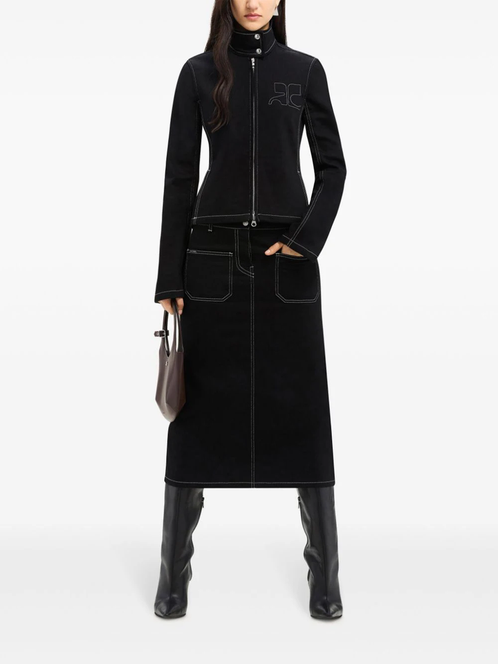 Iconic Zipped Denim Biker Jacket