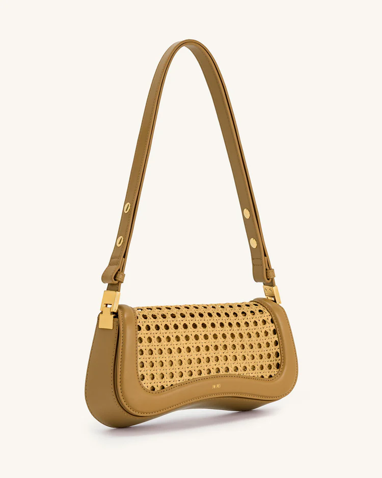 Joy Faux Bamboo Woven Shoulder Bag