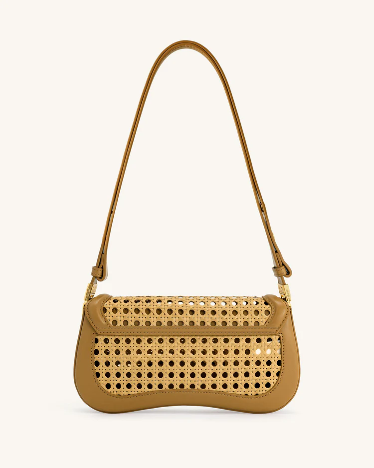 Joy Faux Bamboo Woven Shoulder Bag