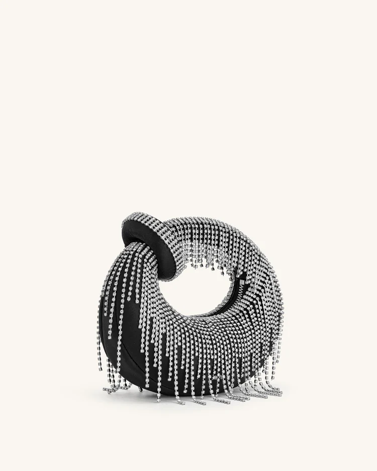 Abacus Satin Artificial Crystal Mini Top Handle Bag