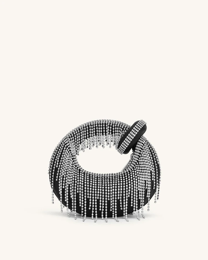 Abacus Satin Artificial Crystal Mini Top Handle Bag