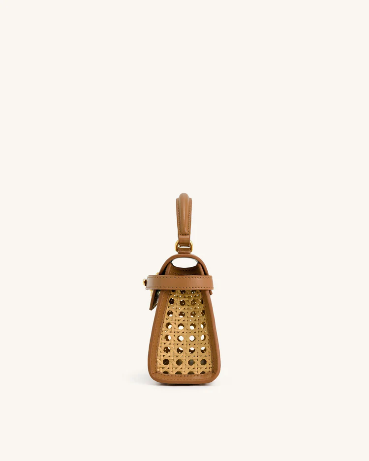 Elise Faux Bamboo Woven Top Handle Bag