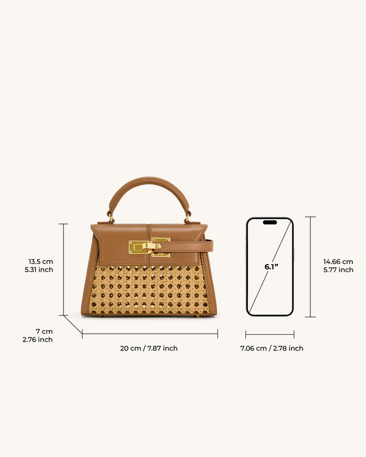 Elise Faux Bamboo Woven Top Handle Bag