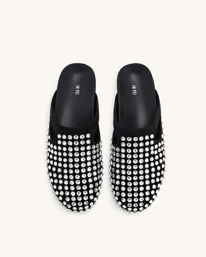 Athena Artificial Crystal Flat Mules
