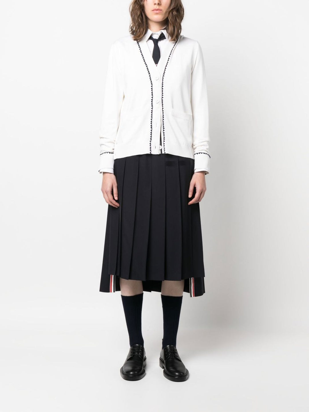 Below Knee Dropped Back Pleated Skirt
