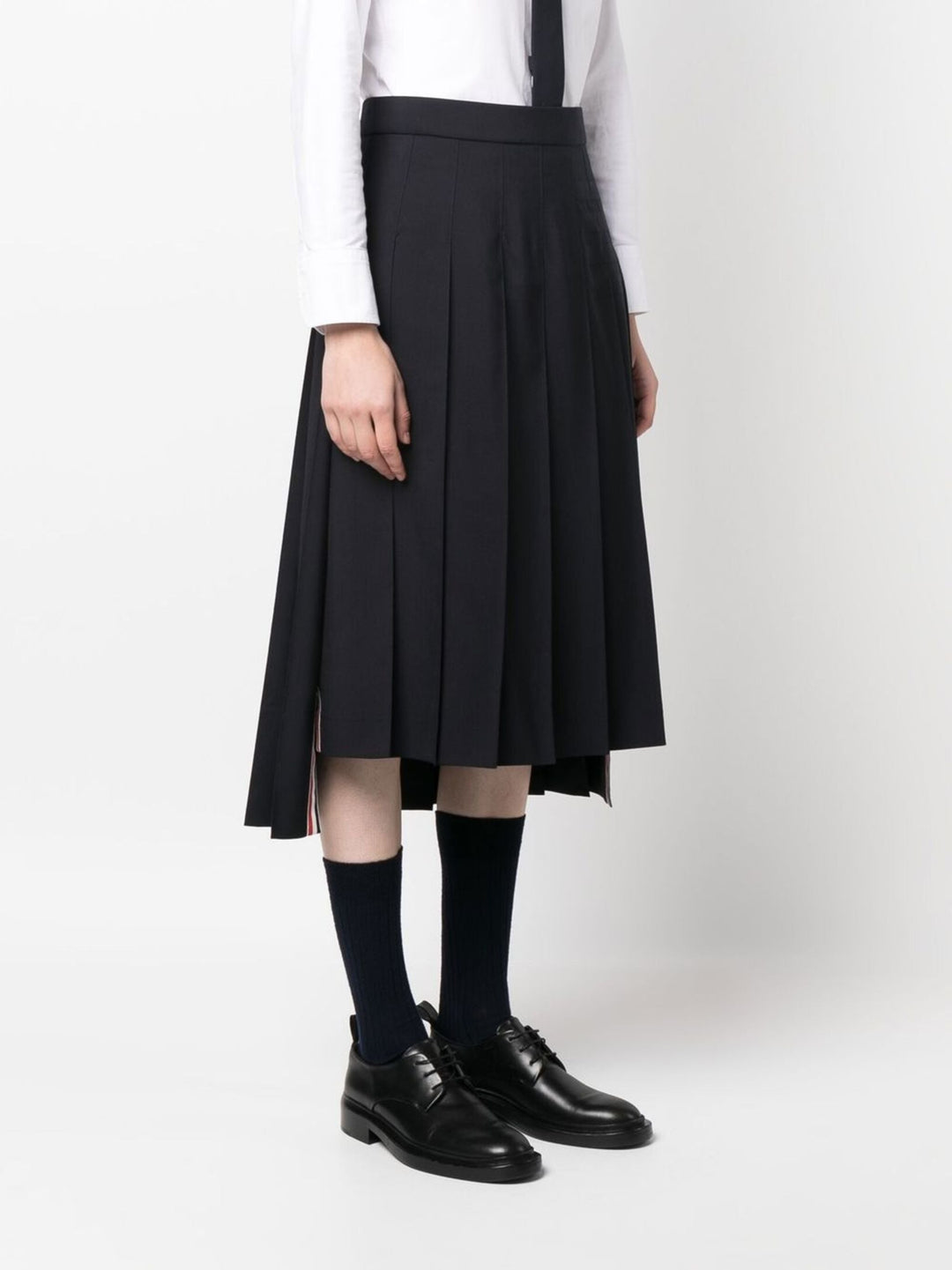 Below Knee Dropped Back Pleated Skirt