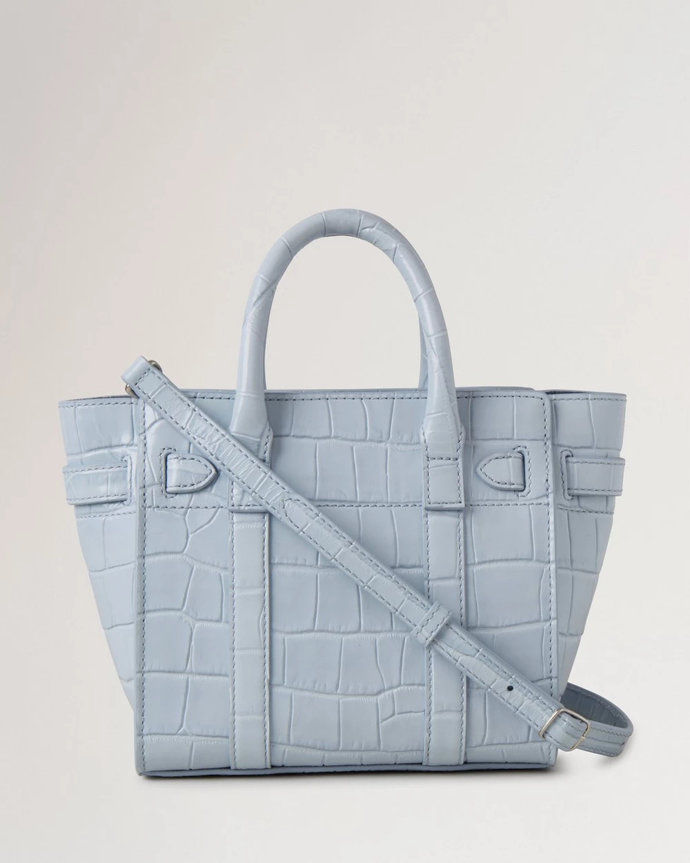 Micro Zipped Bayswater Poplin Blue Shiny Small Croc