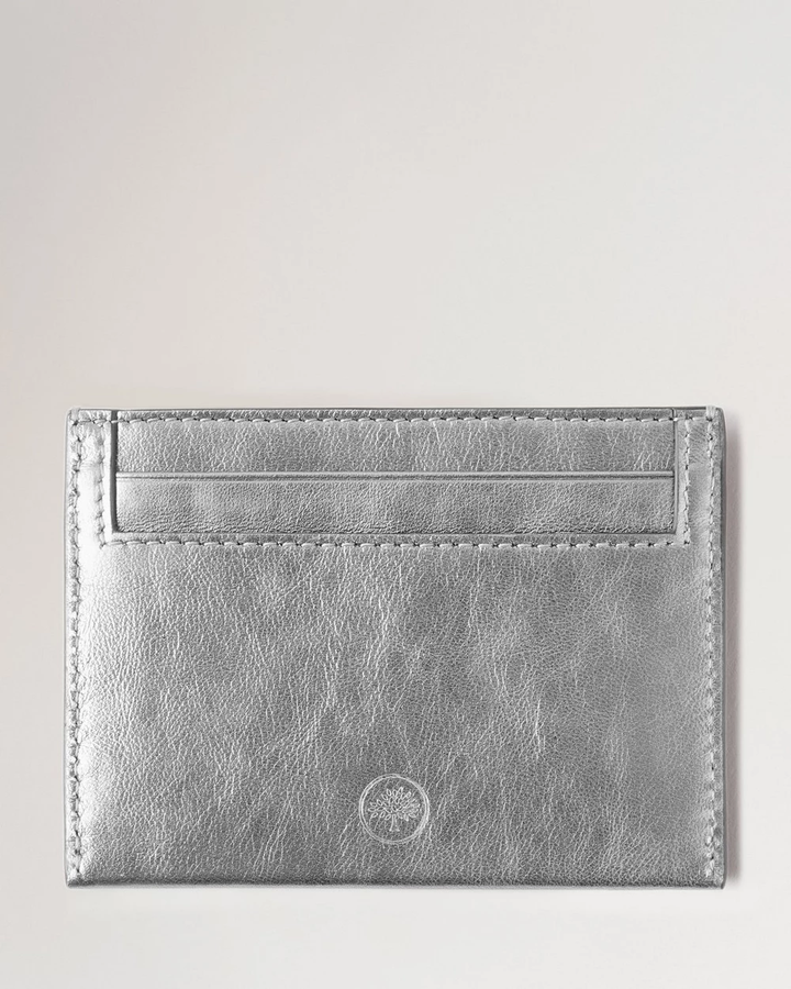 Credit Card Slip Pewter Metallic Calf Nappa