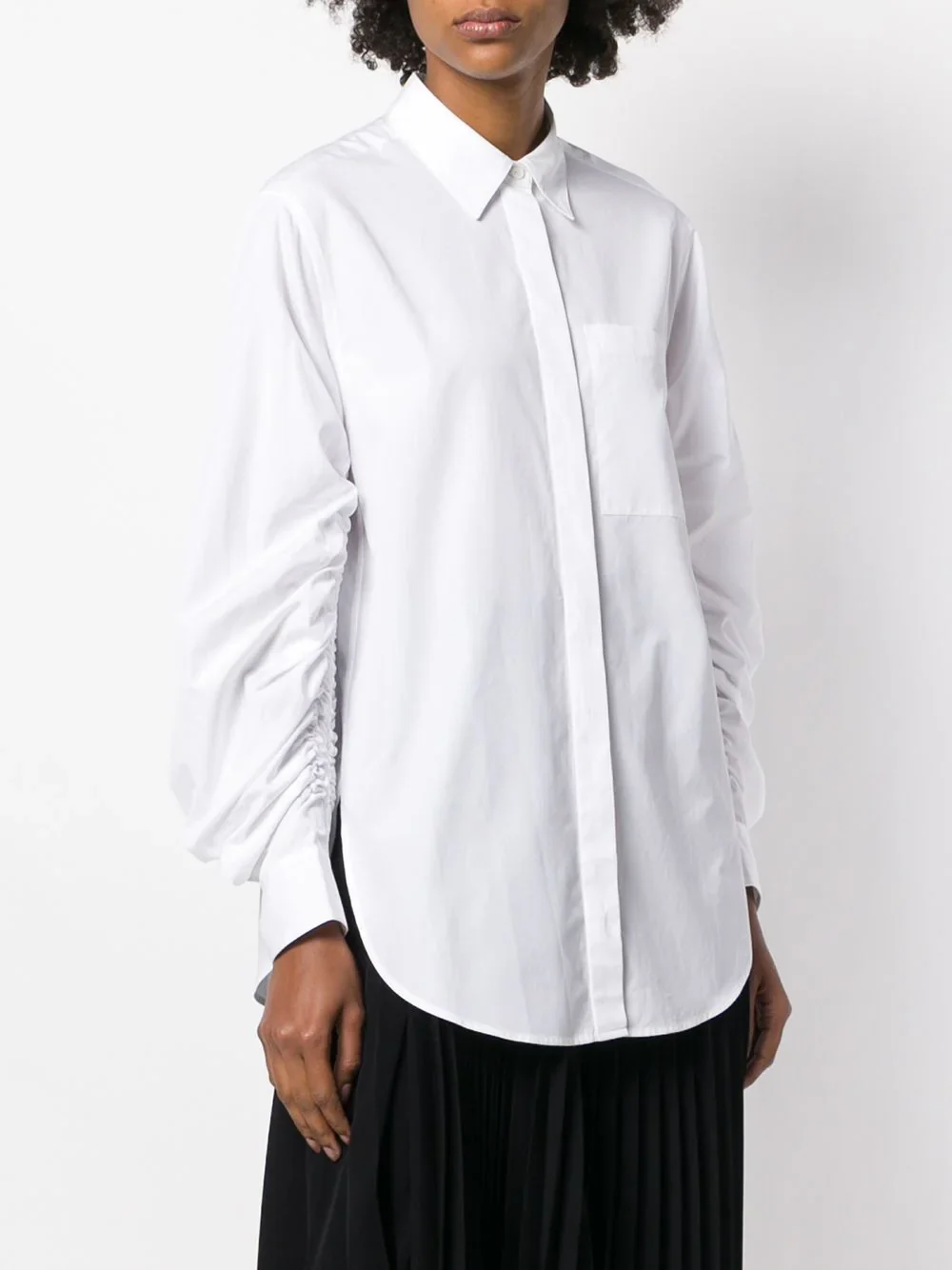 Gathered Sleeve Long Sleeve Shirt
