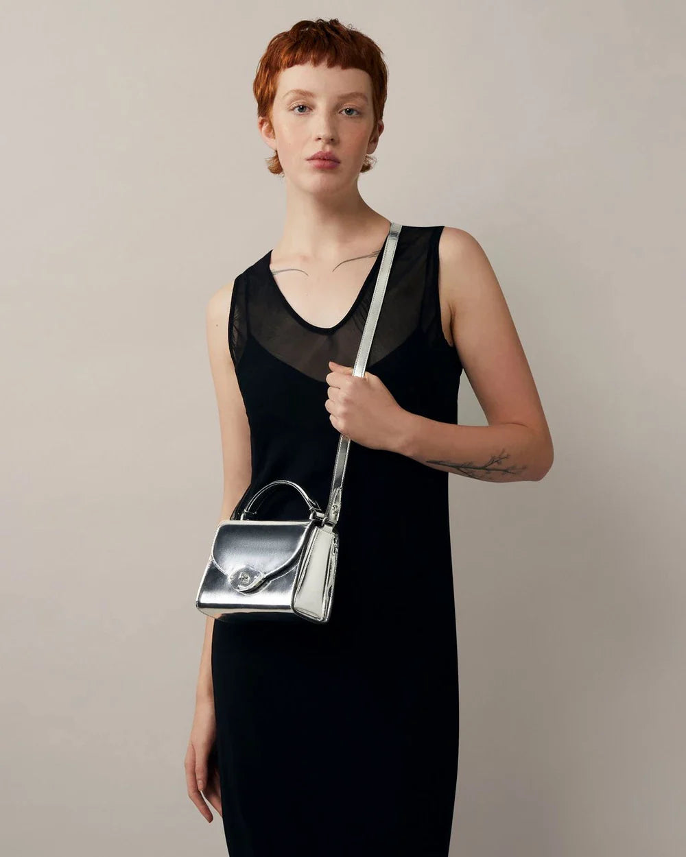 Small Lana Top Handle Silver Mirror Plain Version