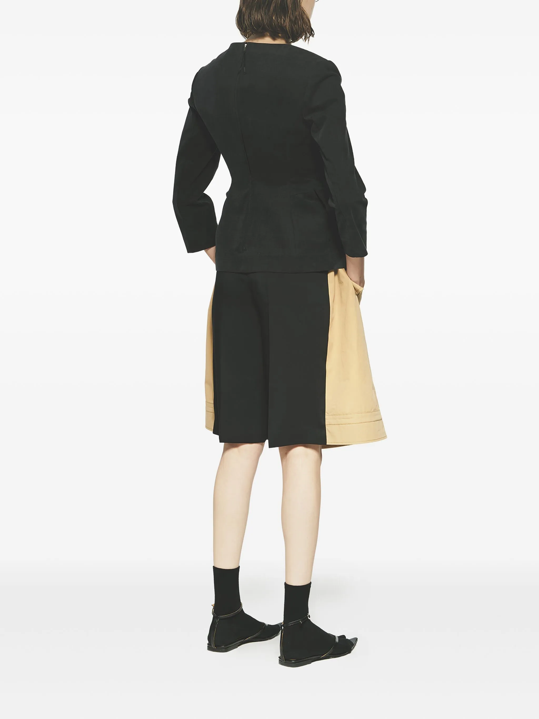 Beige Hybrid Shirring Skort